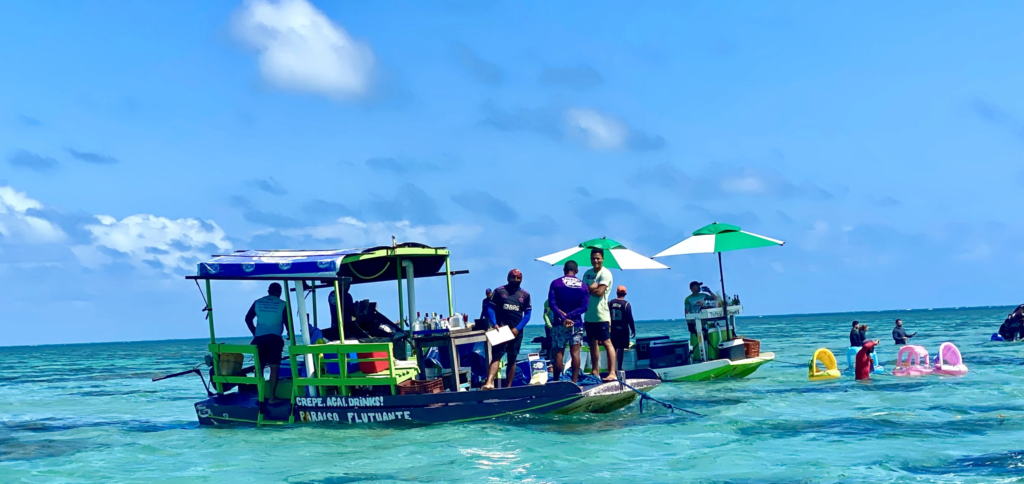 Turquoise reef waters and snorkeling excursion near Ponta Negra, Brazil